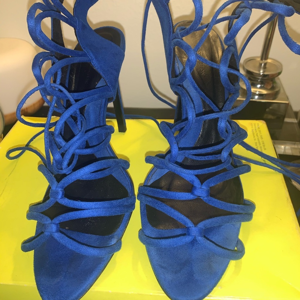 Blue strapped heels